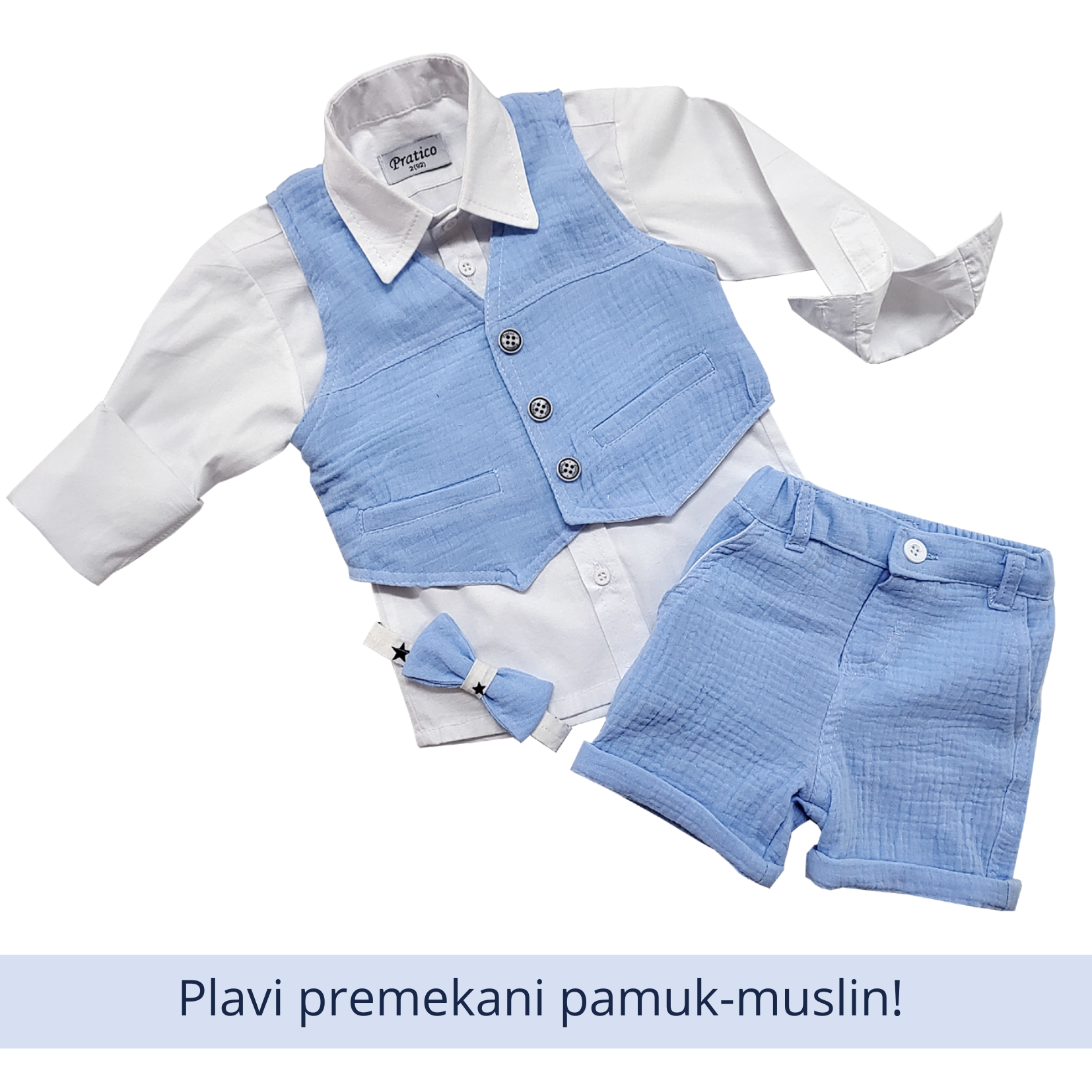 Svetlo-plavo/beli 4-delni komplet za male dečake